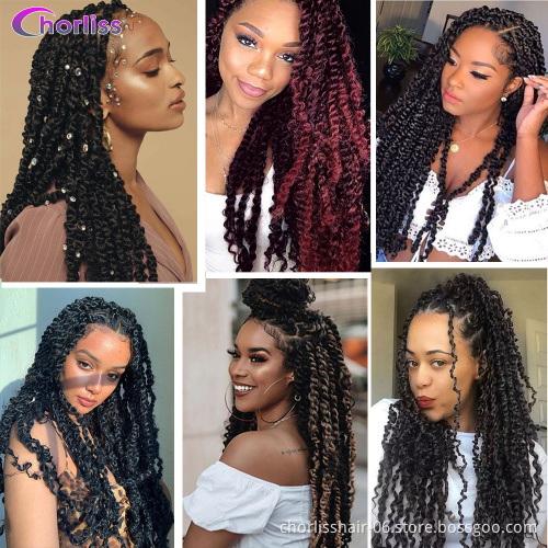 Wholesale Ombre Prelooped Passion Twist Water Wave Hair Synthetic Crochet Hair Braids Natural Passion Spring Twist For African